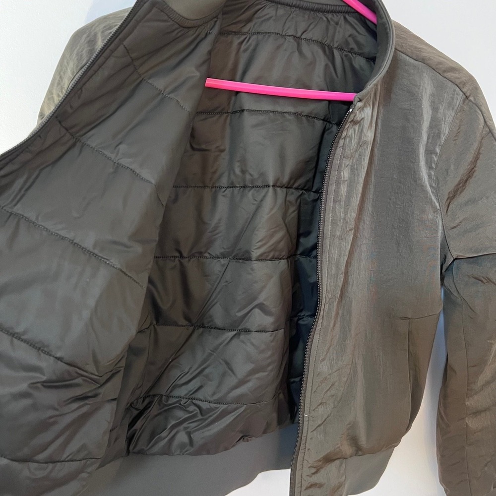 Lululemon Women's Reversible Bomber Jacket Dark Green Full Zip Activewear Size 6 - Picture 5 of 14